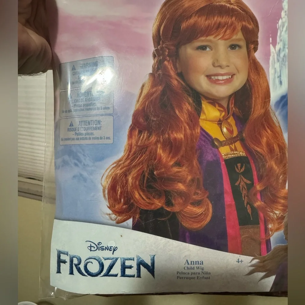 Disney Frozen Anna Child Wig Halloween NWT And Sticker Book